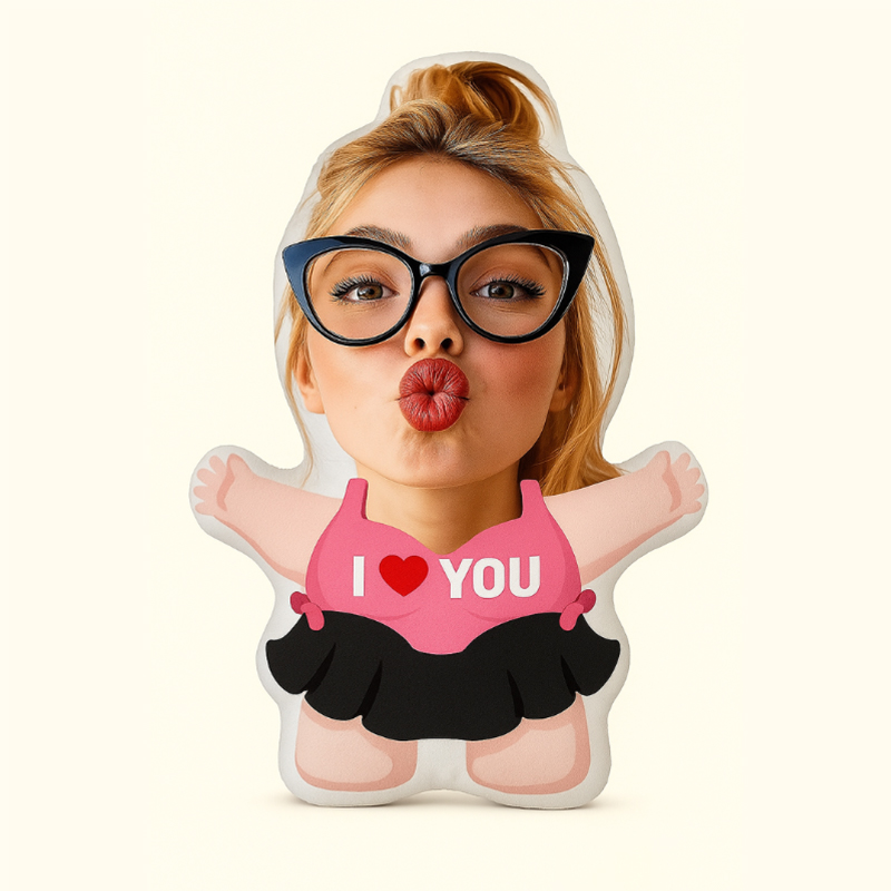 Personalized Face Pillow iLove You Thow Pillow Custom 3D Photo Pillow Funny Humanoid Body Pillow Unique Gift for Couples Friends and Loved Ones