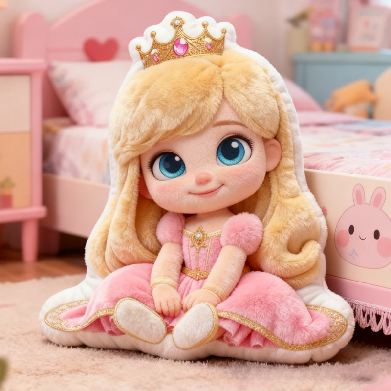 Personalized Cute Cartoon Princess Graphic 3D Print Pillow Christmas Gift for Kids 