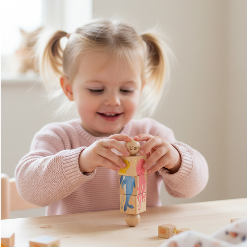Personalized Wooden Rotating Puzzle for Kids Custom Name 4 Themes Educational Gift Personalized Learning Toy for Toddlers & Babies