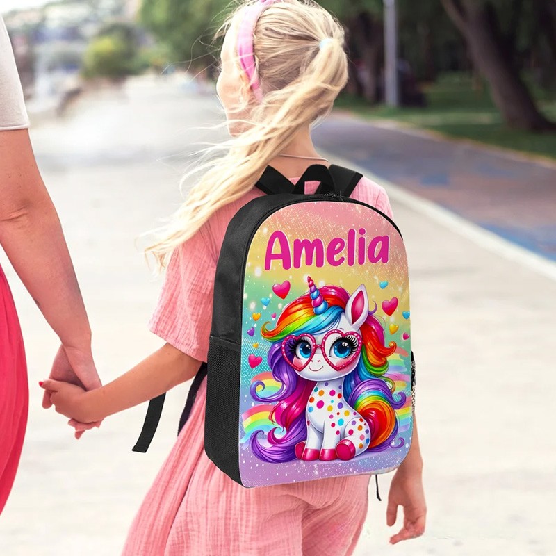 Personalized Cartoon Dinosaur Fantasy Dream Horse Backpack Lunch Bag Pencil Case Set with Name Back to School Birthday Gift for Boys Girls