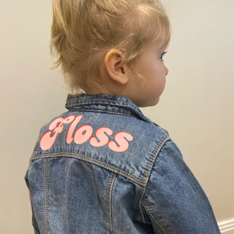 Personalized Bold Name Retro Style Custom Lettering Casual Everyday Outfit Gift Kid Denim Jacket