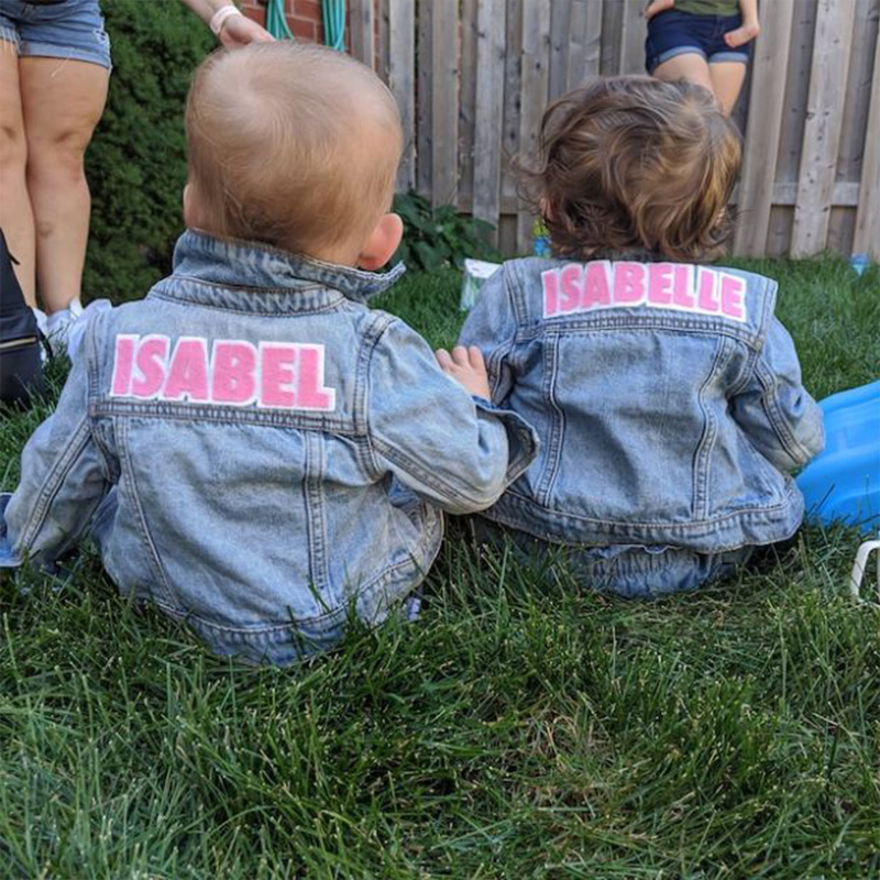 Personalized colorful Letter Chenille Patch Custom Name Soft Classic Style Trendy Casual Outfit Gift Kid Denim Jacket