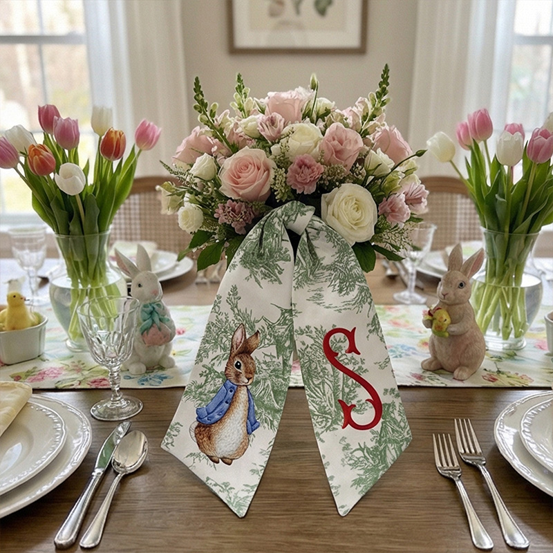 Personalized Monogram Bunny Rabbit Easter Wreath Belt Gift for Kid