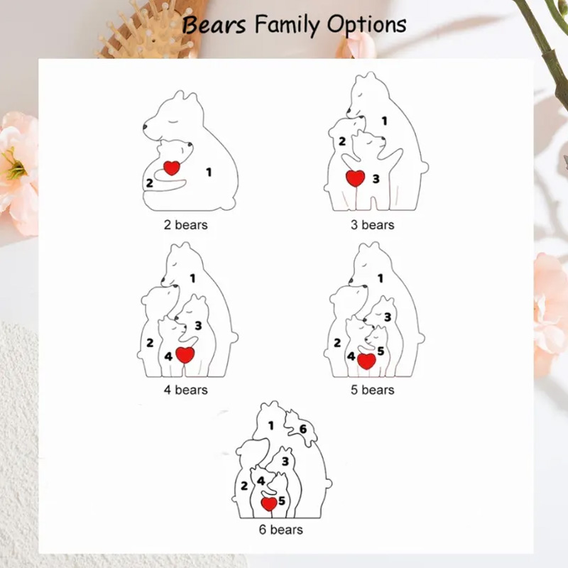 Personalized Wooden Mom and Baby Bear Puzzle Family Home Decor New Mom Gifts Daughters First Mothers Day Gift