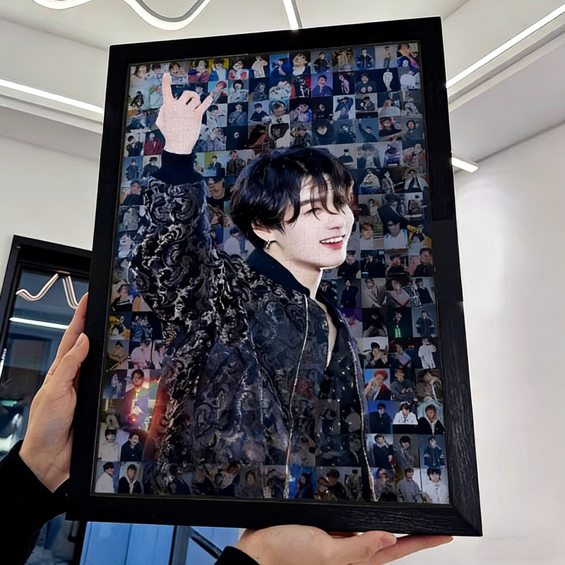  Kpop Collage Unique Wall Art Puzzle Handmade Creative Gift Home Decoration Aesthetic Puzzle with Picture Frame