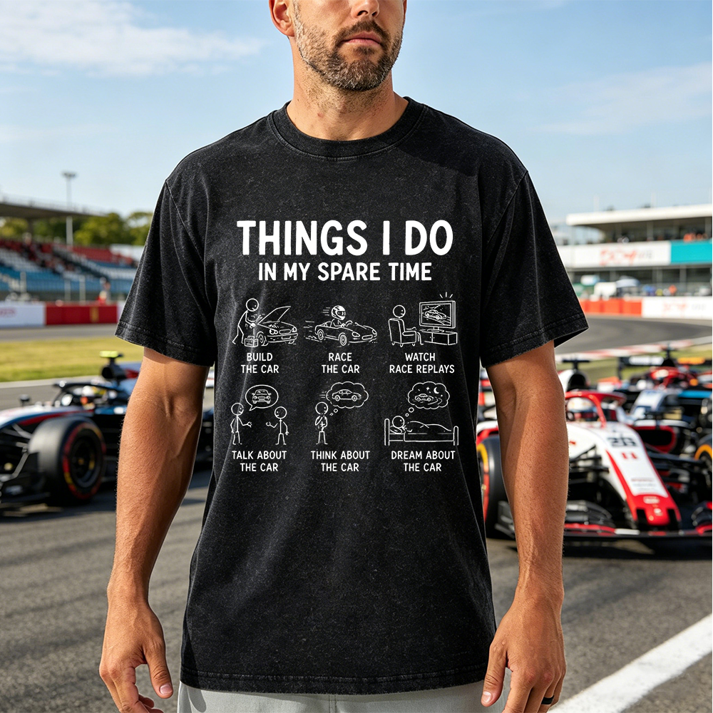 Personalized Funny Car Guy T-Shirt, Things I Do In My Spare Time Build Race Watch Cars Tee, Vintage Wash