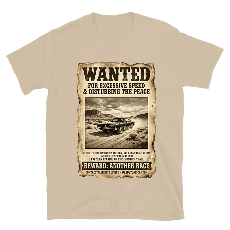 Personalized Wanted Poster Car T-Shirt Upload Your Vehicle Photo Personalized Hot Rod Racing Tee, Western Funny Speed Lover Gift for Gearhead Dad Men