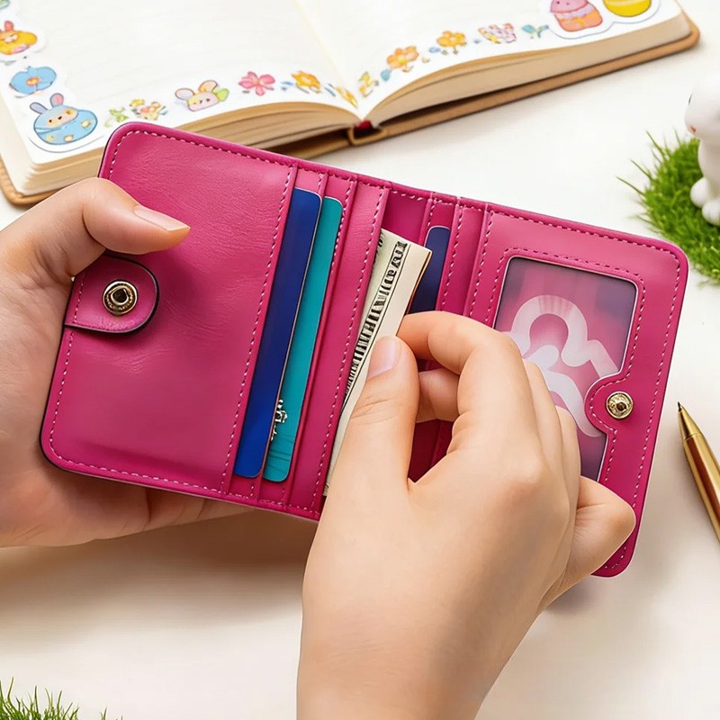 Personalized Easter Bunny Ears Initial PU Leather Wallet with Name Easter Gift for Girls