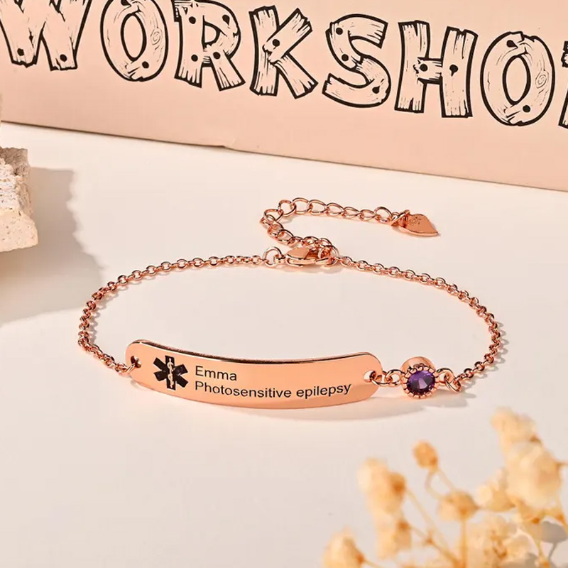 Personalized Silver Medical Bracelet With Custom Name Gift For Women Elegant Daily Wear Charm