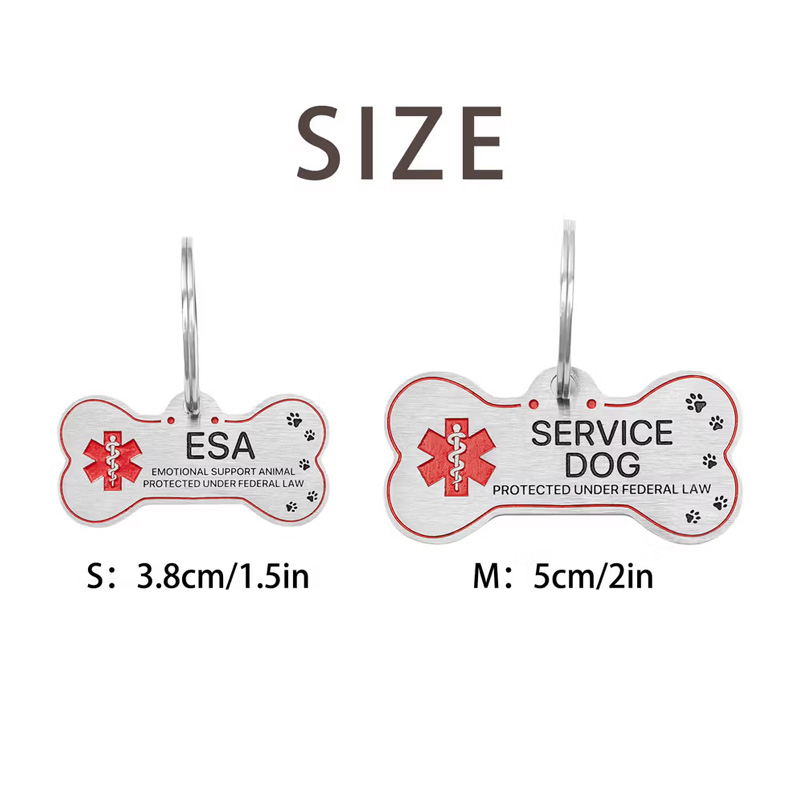 Personalized Bone Shape Service ESA Dog ID Tag with Pet Name Address and Telephone Outdoor Training Use Birthday Gift for Dog Owners