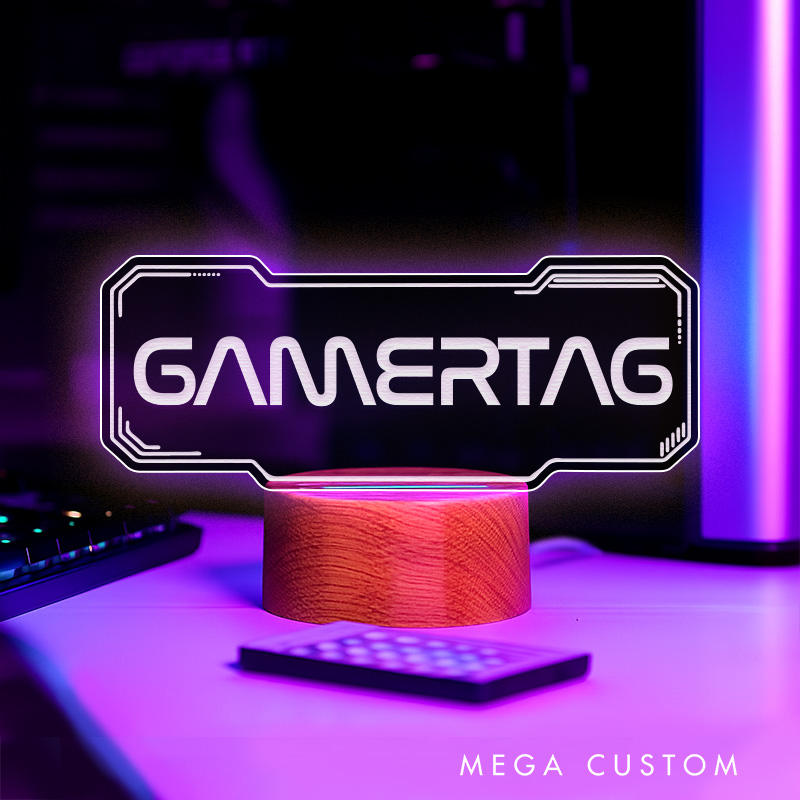 Personalized Cyberpunk Gamertag Light Sign Gamer Tag Night Light Streamer Light Sign for Him Geek Gamer Lover Gaming Name Sign Decor