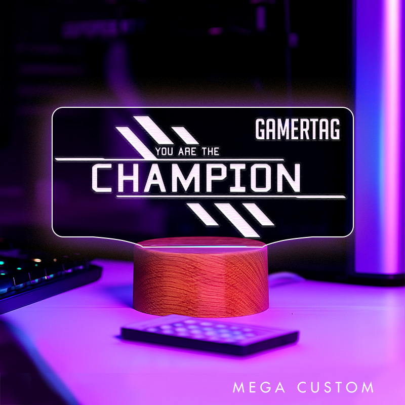 Personalized You Are the Champion Legends Gamertag Light Sign Gamer Tag Night Light Streamer Light Sign for Him Geek Game Lover Gaming Name Sign Decor