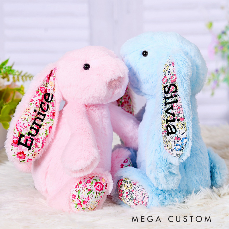 Personalized Bunny Rabbit with Name Plush Bunny Toy Easter Gift for Girls Boys
