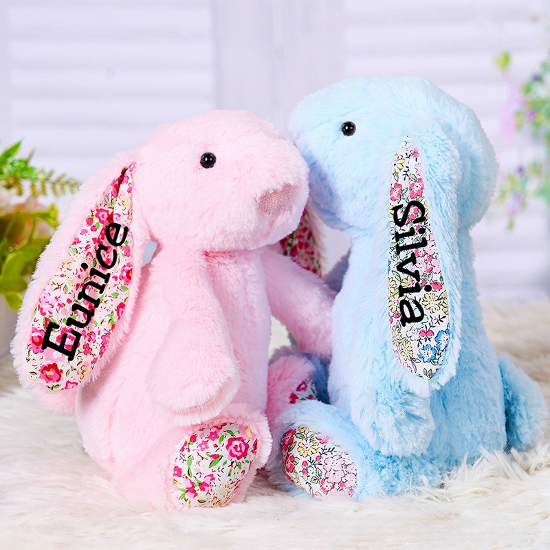 Personalized Bunny Rabbit with Name Plush Bunny Toy Easter Gift for Girls Boys