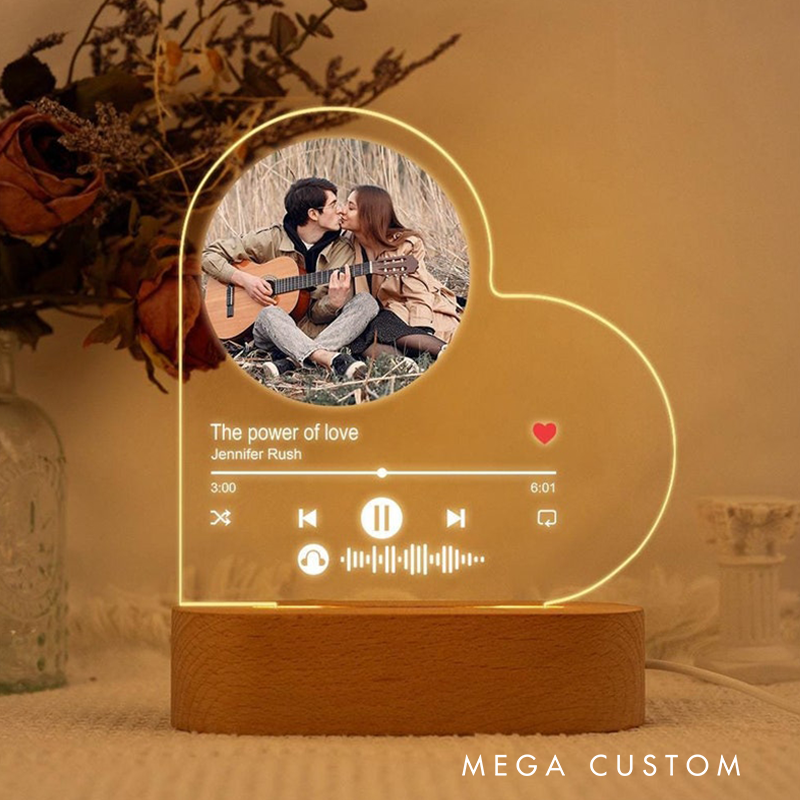 Personalized LED Song Plaque Couple Heart Night Light Custom Music Night Light Music Prints Photo Frame Lamp