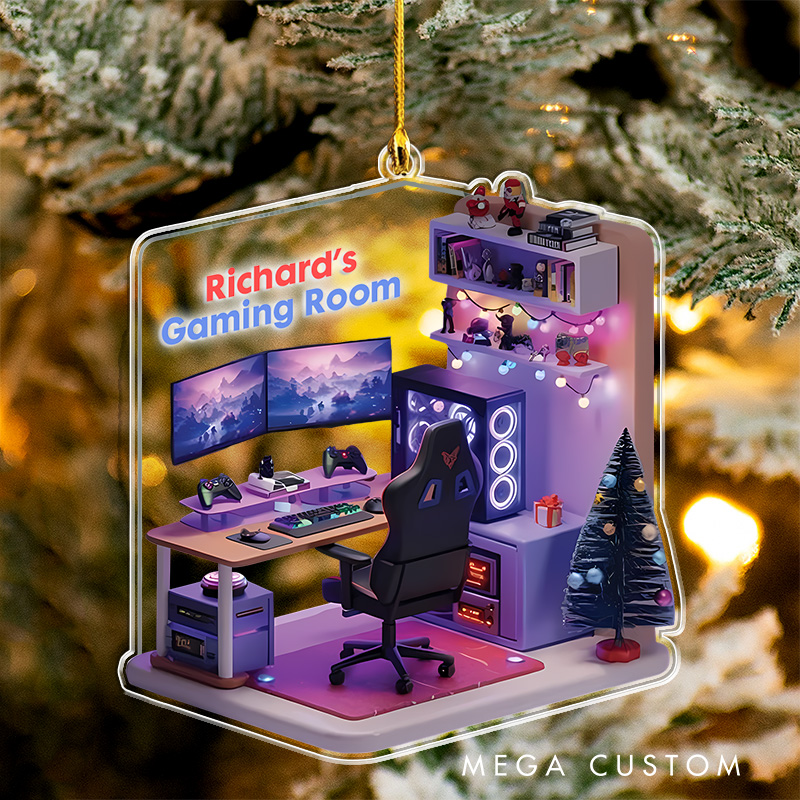 Personalized 2D Gaming Room in Dreams Christmas Ornament 2025 Acrylic Ornament Gamer Christmas Gift Video Game Xmas Gift Geek Christmas Decor