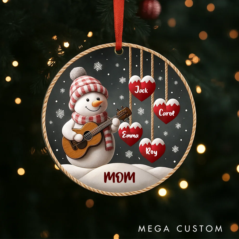Personalized Family Names Christmas Ornament Acrylic Snowman Ornament Christmas