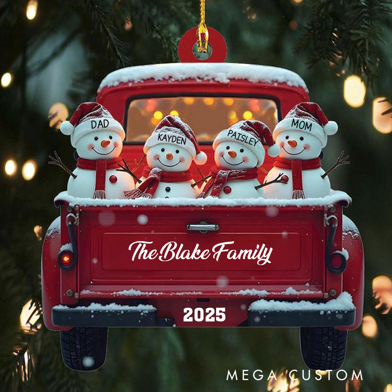 Personalized Snowman Christmas Ornament Red Truck Christmas Ornament Snowman Ornament Custom Name Ornament