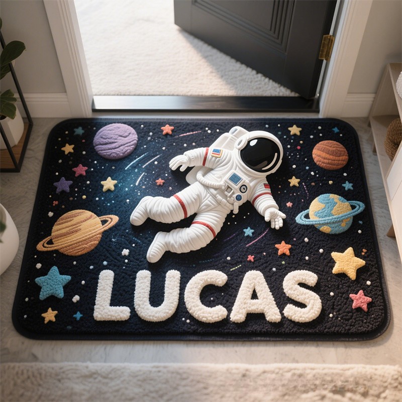 Personalized Space Galaxy Custom Name Soft Decorative Gift Cosmic Planet Style Cozy Bedroom Star Astronaut Rocket Adventure Dream Universe Fun Playtime Room Carpet Rug for Kids