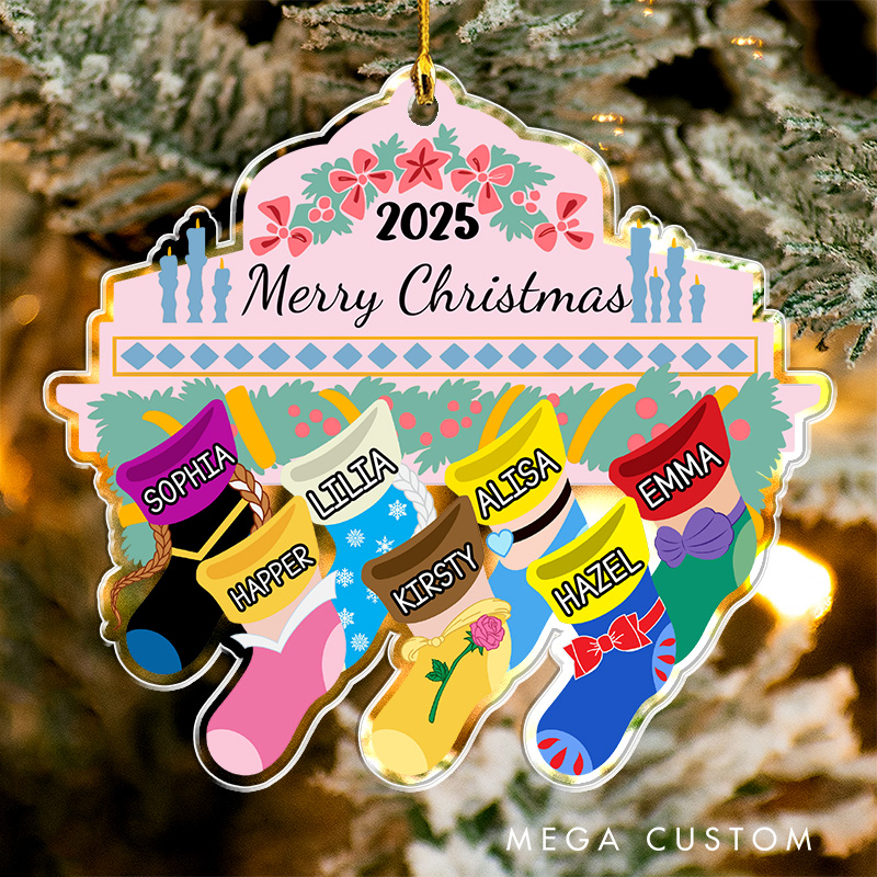 Personalized Family Pink Stocking Christmas Tree Ornament 2027 Acrylic Ornament Movie Christmas Gift Film Xmas Gift Christmas Decor