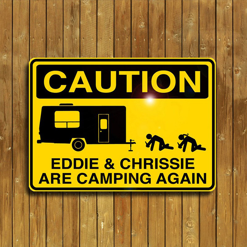 Personalized Camping Warning Sign Funny Camping Sign Caution Are Camping Again for Outdoor Camping Enthusiasts