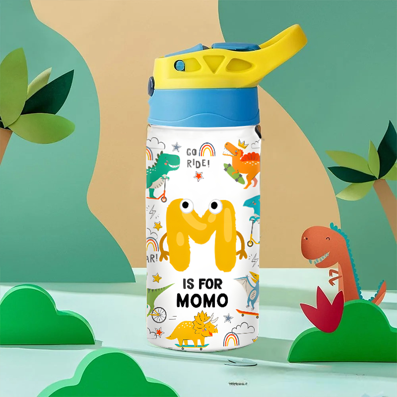 Personalized Monogram Letter Dream Horse Butterfly Dino Animals Kids Water Bottle