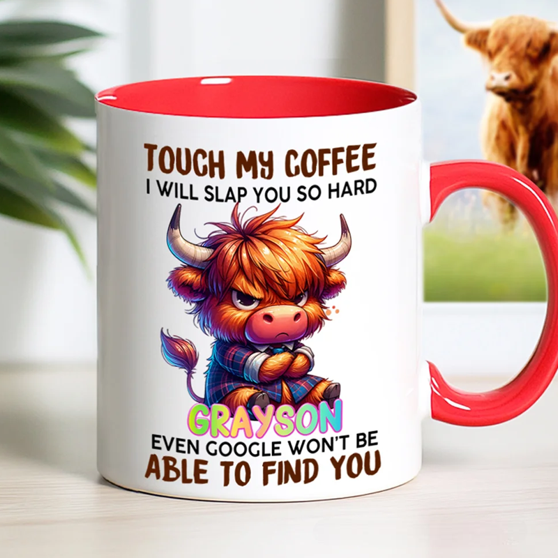 Personalised Funny Grumpy Cartoon Animal 11oz Mug with Name Back to School Birthday Gift