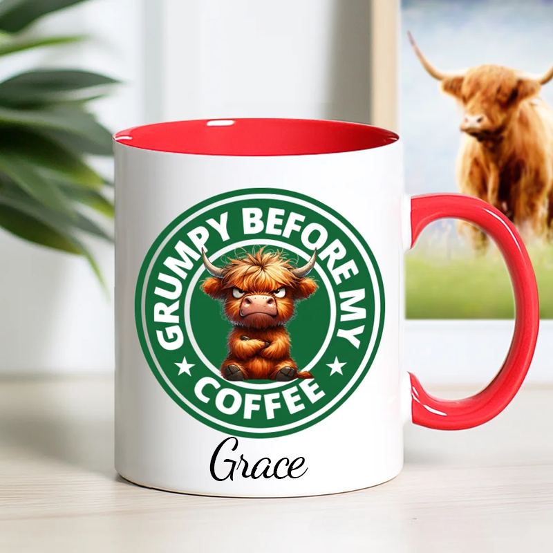 Personalised Grumpy Before Coffee Cartoon Animal 11oz Mug with Name Birthday Gift 