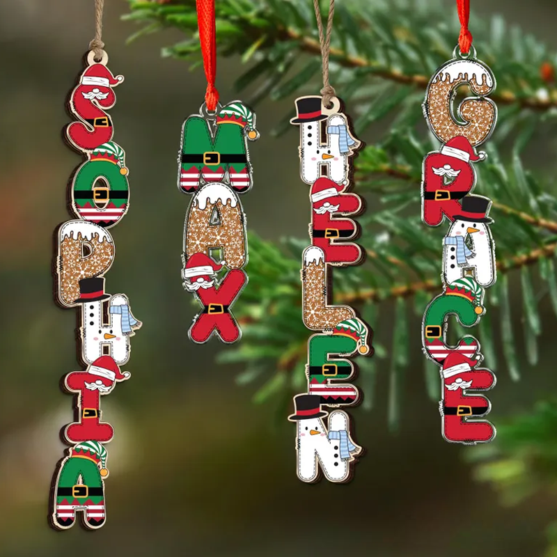 Personalized Christmas Name Letter Ornament 2025 Custom Christmas Tag Stocking Tag Christmas Gifts