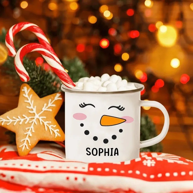 Personalized Hot Cocoa Mug Hot Chocolate Mug Snowman Christmas Mug Cute Snowman Faces Mug Custom Christmas Mug Christmas Camp Mug