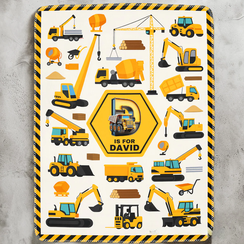 Personalized Construction Vehicles Truck Dream Horse Letter Blanket
