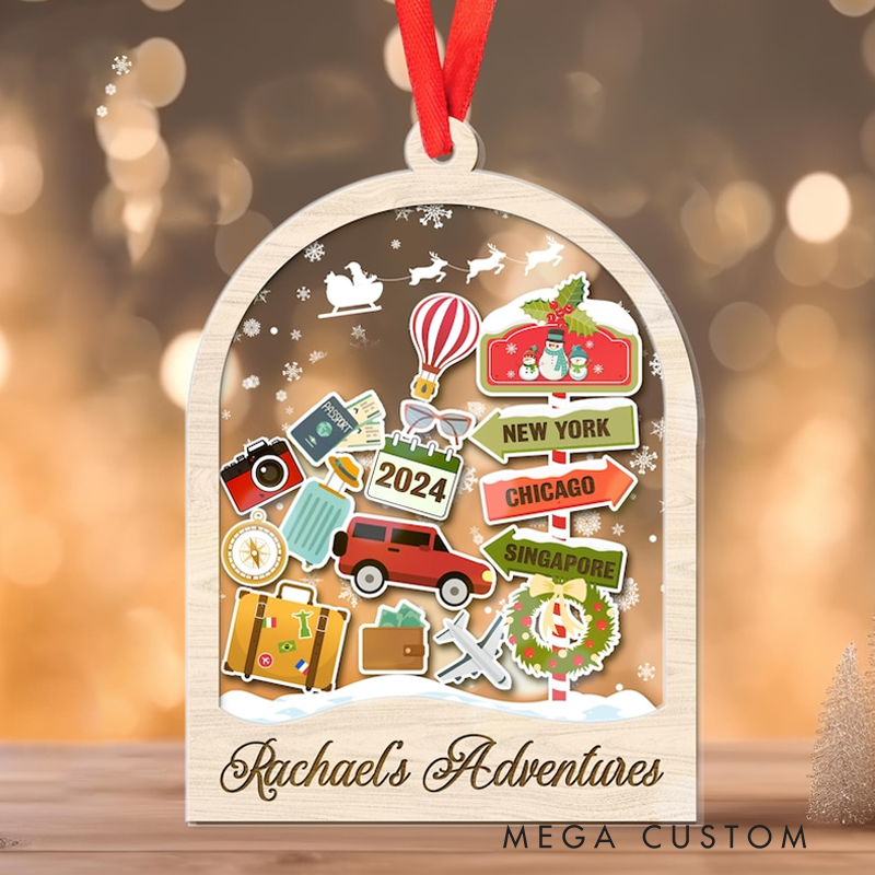 Personalized Travel Adventures Ornament Travel Christmas Ornament Travel Sign Post Ornament Adventure Keepsake