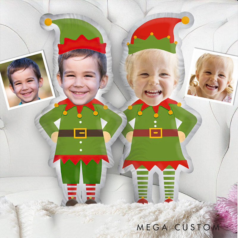 Personalized Elf Pillow with Custom Photo Feature Creating a Festive and Playful Holiday Decoration for Home Pillow