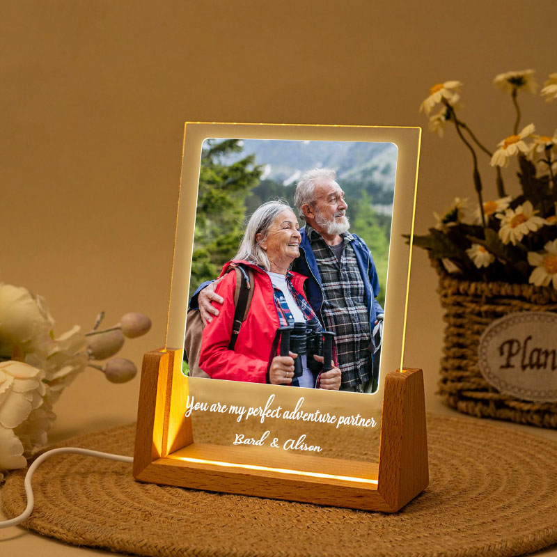 Personalized Photo Collage Night Light Custom Acrylic Lamp Gifts for Outdoor Adventure Couples