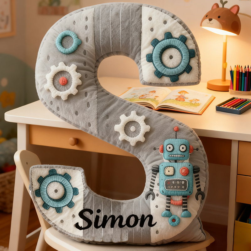 Personalized Graphic 3D Print Cute Letter Robot Pillow Customized Fun Children's Gift Pillows