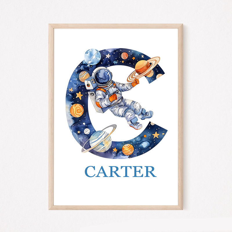 Personalised Watercolor Space Alphabet Wall Art Space Wall Art Alphabet Children's Room Decorations Gift for Kid Space Enthusiasts