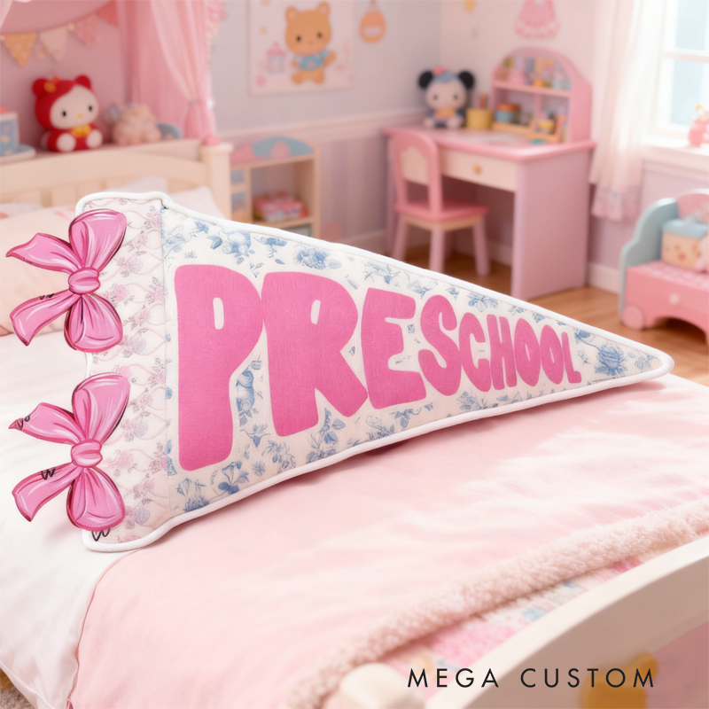 Personalized Pink Pennant with Name Graphic 3D Print Pillow Christmas Gift for Kids Birthday Gift