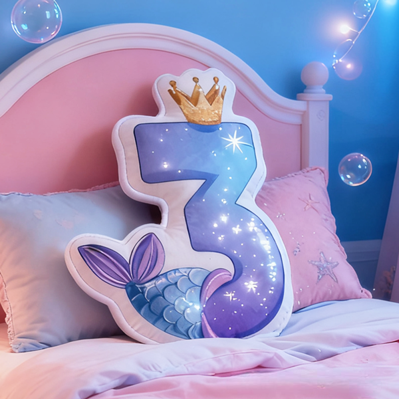 Personalized Dreamy Mermaid Graphic 3D Print Pillow Christmas Gift for Kids Birthday Gifts