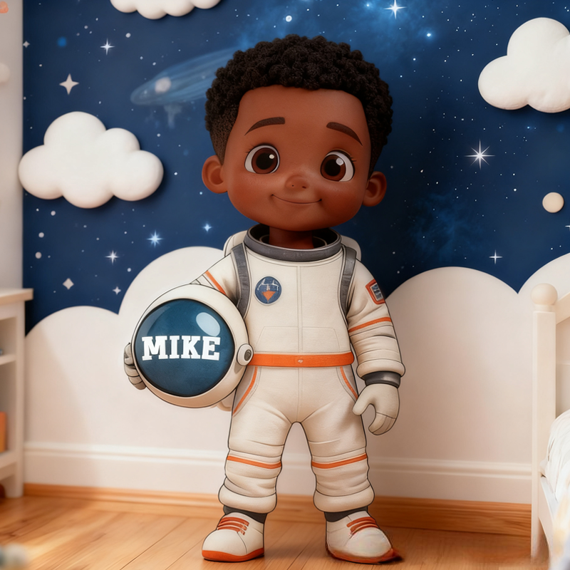 Personalized Cute Astronaut with Name Graphic 3D Print Pillow Christmas Gift for Kids Birthday Gift