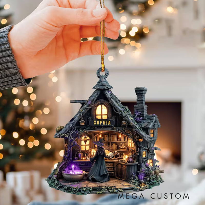 Personalized Witch House Christmas Ornament Custom Name Witch House Christmas Tree Ornament Witchy Ornament Salem Witch House