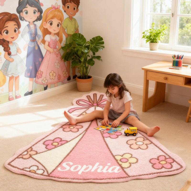 Personalized Camping Tent Floral Rug Whimsical Room Accent Kids Camping Rug Doormat Gifts for Kid