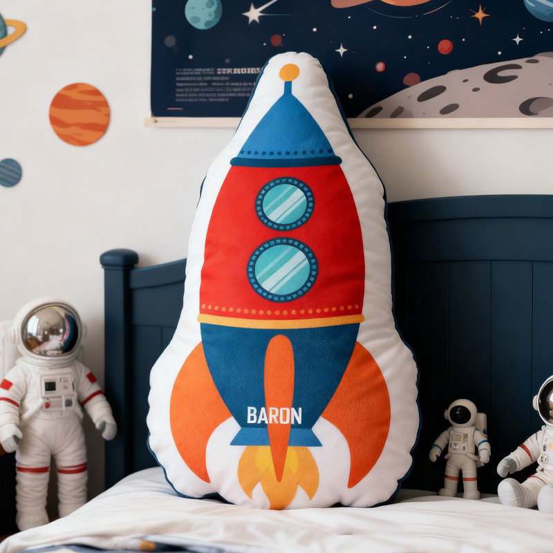 Personalized Space Rocket Pillow Rocket Clip Spaceship Planets Lover Pillow Gift for Kid