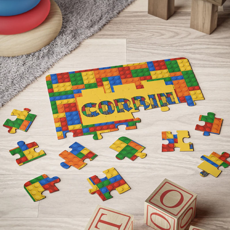 Personalized Building Block Puzzle Custom Name Gift for Kids Building Block Enthusiasts Gift
