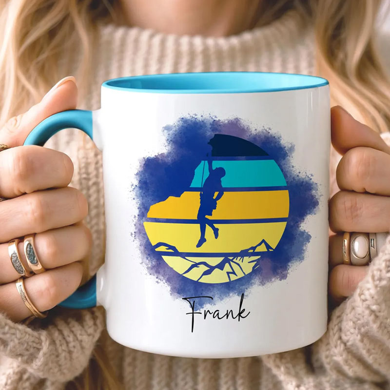 Personalised Climbing Mug Custom Name Gift for Climbers Rock Climbing Mug Outdoor Adventure Mug Mountain Lover Mug Climber Gift