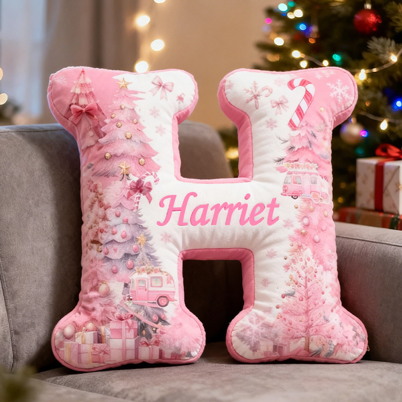 Personalized Flower Camping Theme Initial Pillow Custom Outdoor  camping lover Letters Pillow Christmas Gift for Camping enthusiasts