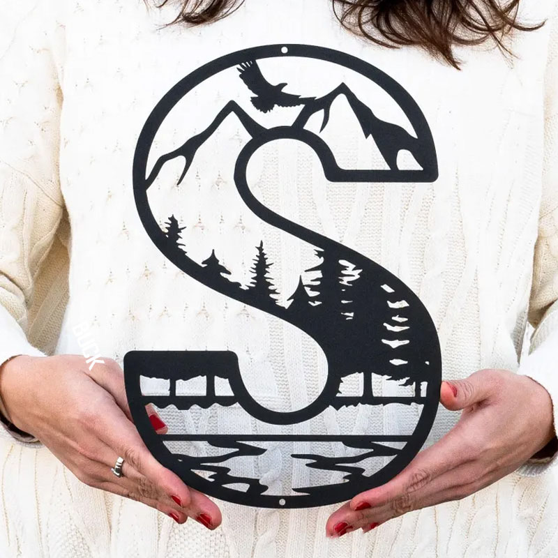Personalized Metal Letter Outdoor Monogram Mountain Wall Decor Nature Wall Art Custom Camper Decor Home Decor Outdoor Lovers Gift