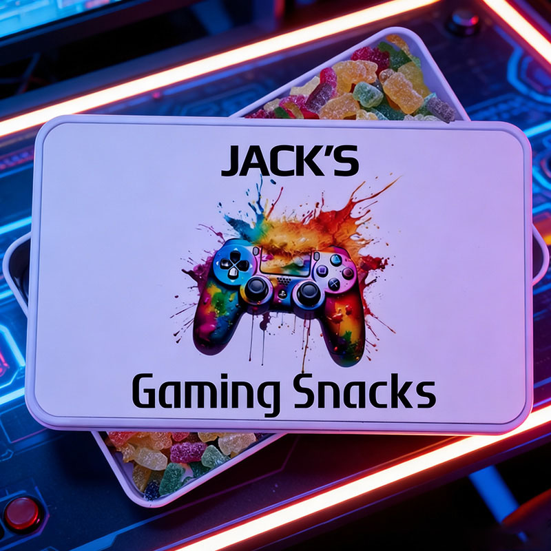 Personalised Gaming Snacks Tin Gift for Teenage Boy Treat Box Christmas Gift for Him Gift for Gamers