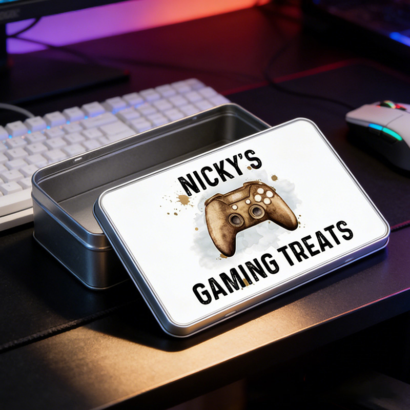 Personalised Gamer Treats Tin Gaming Birthday Gift for Kid Gaming Snacks Storage Gift for Geek Gamer Lover