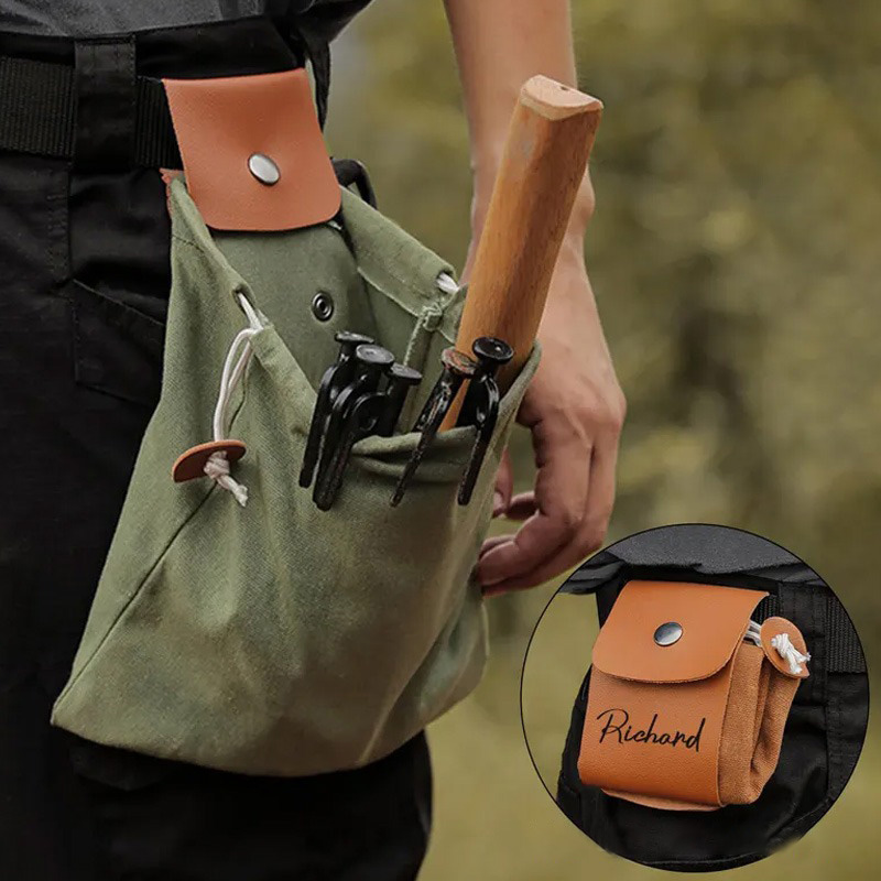 Personalization Foraging Bag Leather Bushcraft Hiking Belt Baggathering Bag Fruit Picking Bag Camping Gear Gift for Gardener