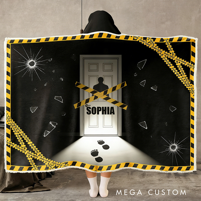 Personalized True Crime Scene Wearable Blanket Hoodie with Name Movie Lover Gift for Friends Birthday Gift